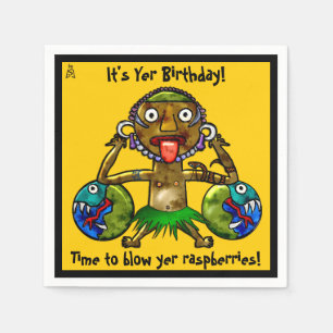 Serviettes Jetables Tiki Party Funny Design on Yellow (Personnalisé)