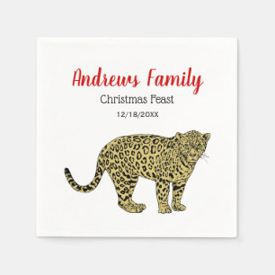 Serviettes Jetables Tirage de chats tachetés au léopard vintage