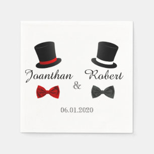 Serviettes Jetables Top Chapeaux et Bow Cravates Gay Mariage Napkin