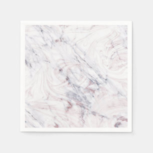 Serviettes Jetables Touche de marbre blanc et gris tourbillonnant Rose