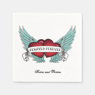 Serviettes Jetables Toujours et pour toujours coeur à ailes par