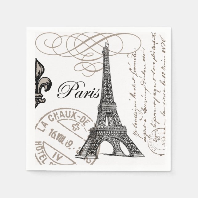 Serviettes Jetables Tour Eiffel vintage moderne (Devant)