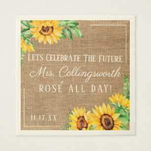 Serviettes Jetables Tournesol Burlap Look Rustique Mariage Fête des ma
