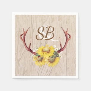 Serviettes Jetables Tournesols Antlers rustique Pays Mariage en bois