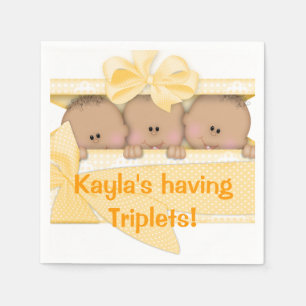 Serviettes Jetables Triplets Baby shower Afro-Américain papier Napkin