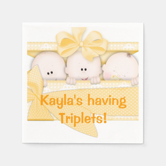 Serviettes Jetables Triplets Baby shower papier serviettes (Devant)