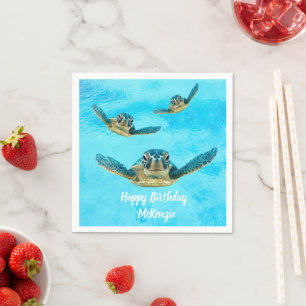 Serviettes Jetables Trois tortues de mer nageant