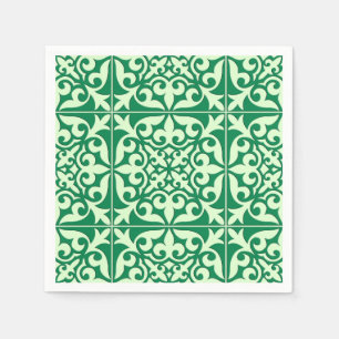 Serviettes Jetables Tuile marocaine - émeraude et vert clair
