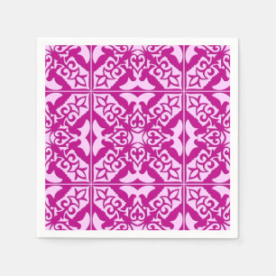 Serviettes Jetables Tuile marocaine - magenta et rose