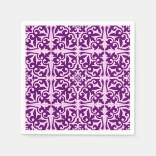 Serviettes Jetables Tuiles marocaines - violet et orchidée