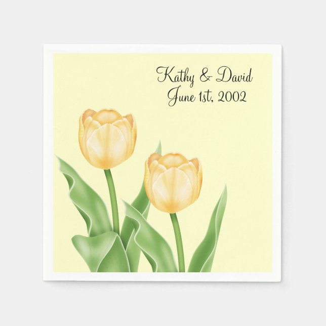 Serviettes Jetables Tulipes jaunes (Mariage) (Devant)