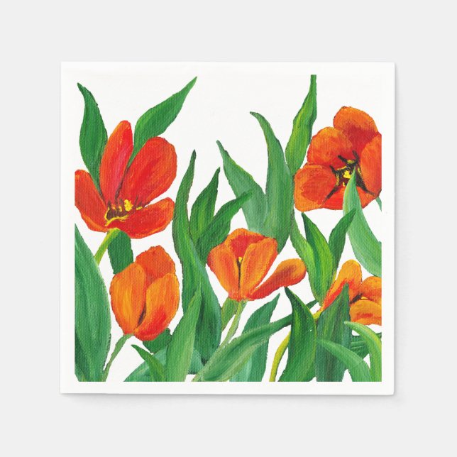 Serviettes Jetables Tulipes rouges (Devant)