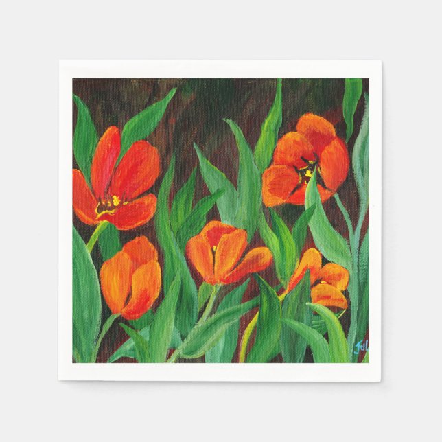 Serviettes Jetables Tulipes rouges (Devant)