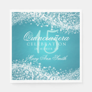 Serviettes Jetables Turquoise de scintillement de vague de partie de