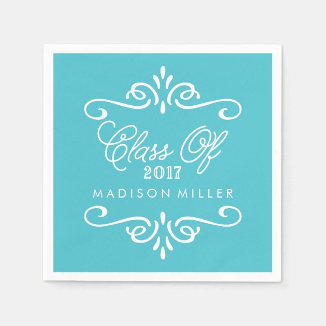 Serviettes Jetables Turquoise vintage | Serviettes d'études (Devant)