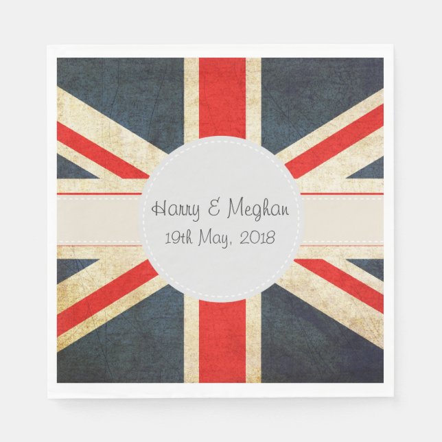 Serviettes Jetables Union Jack Royal Mariage Cocktail Napkins (Devant)