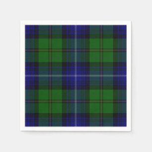 Serviettes Jetables Urquhart tartan bleu vert plaid