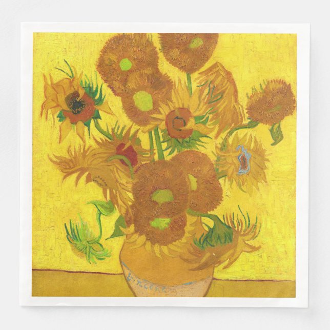 Serviettes Jetables Van Gogh Quinze Tournesols Dans Un Vase Art (Devant)