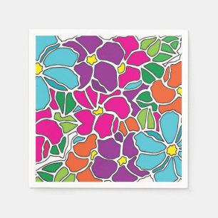 Serviettes Jetables Verre souillé floral vibrant