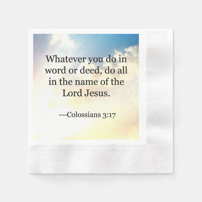 Serviettes Jetables verset biblique, Colossiens 3-17 (Devant)