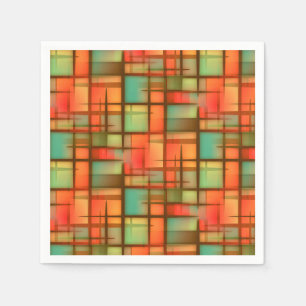 Serviettes Jetables Vert bleu rouge de plaid abstrait moderne de la