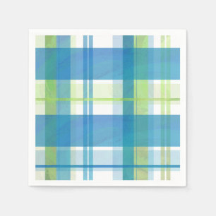Serviettes Jetables Vert et bleu de plaid de Madras
