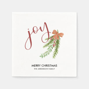 Serviettes Jetables Verts de Noël d'aquarelle de la calligraphie I de
