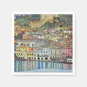 Serviettes Jetables Village italien Malcena au jardin par Klimt