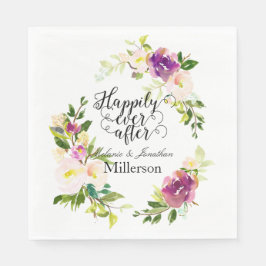 Serviettes Jetables Vin de Bourgogne et Mariage d'aquarelle rose