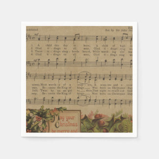 Serviettes Jetables Vintage Christmas Music Sheet