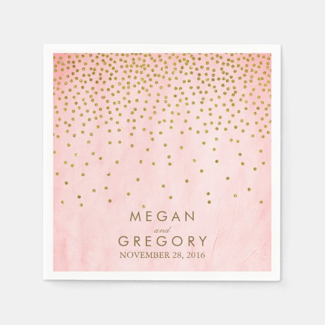 Serviettes Jetables Vintage Gold Confetti rose (Devant)