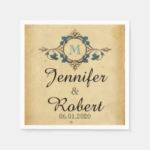 Serviettes Jetables Vintage Peacock Monogramme Mariage Napkin