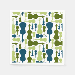 Serviettes Jetables Violons - motif de bleu et de vert