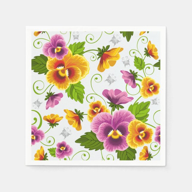 Serviettes Jetables Vivid fleurs de pansement (Devant)