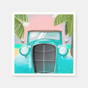 Serviettes Jetables voiture verte mousse de mer vintage