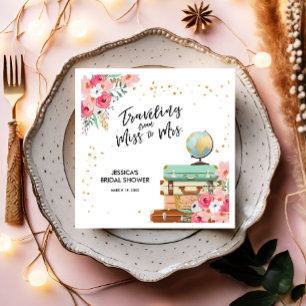Serviettes Jetables Voyage Bridal Douche Papier Napkin Mlle à Mme.