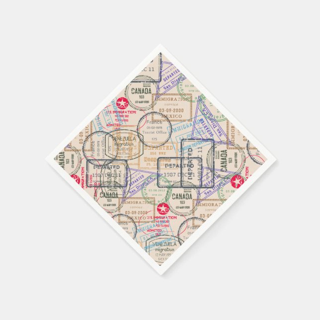 Serviettes Jetables Voyage de timbres de passeport (Coin)