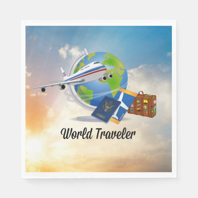 Serviettes Jetables Voyageur mondial (Devant)