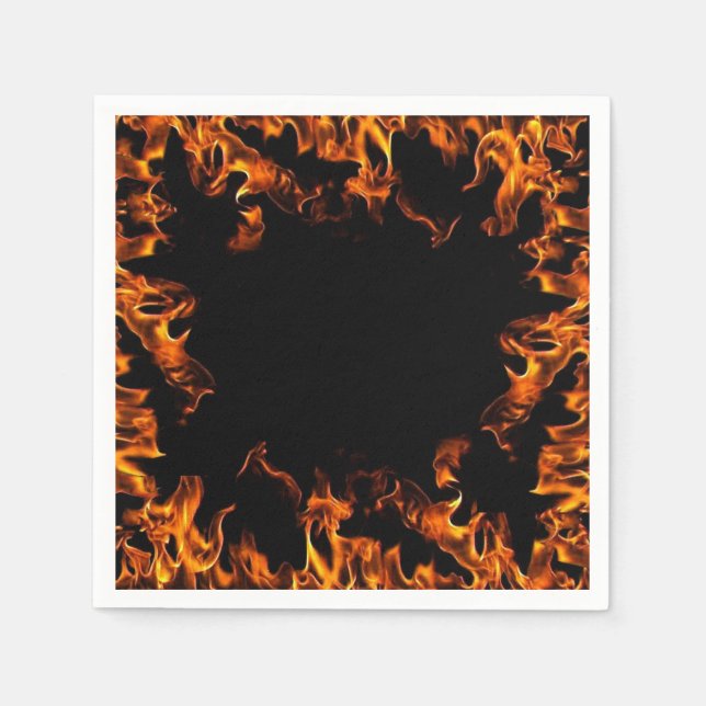 Serviettes Jetables vrai feu flamme serviettes orange jaune noir (Devant)