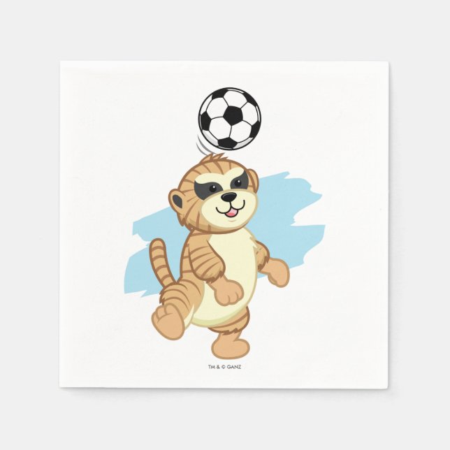 Serviettes Jetables Webkinz | Meerkat Jouer au football (Devant)
