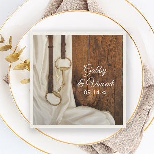 Serviettes Jetables White Satin et Horse Bit Pays Mariage de l'Ouest