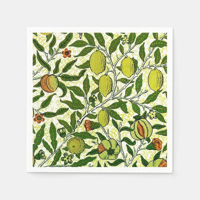 Serviettes Jetables William Morris Fruit exotique, Citron jaune (Devant)