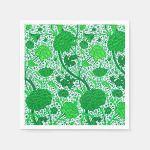Serviettes Jetables William Morris Jacobean Floral, Emerald Green