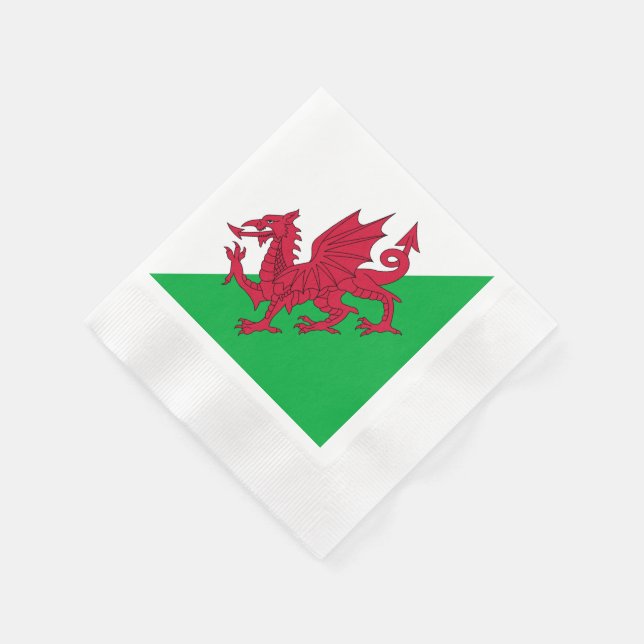 Serviettes Jetables Y Ddraig Goch : Drapeau gallois serviettes de cock (Coin)