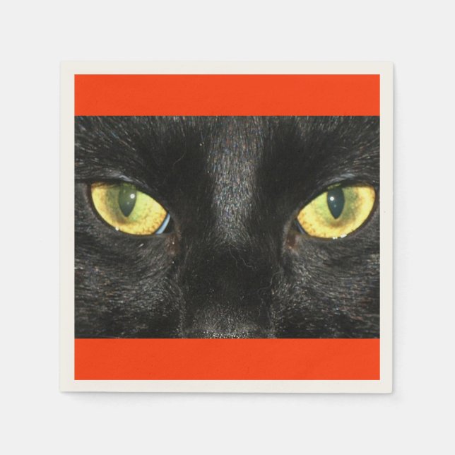 Serviettes Jetables Yeux de chat noir (Devant)