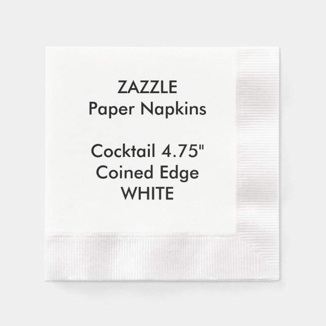 Serviettes Jetables ZAZZLE Personnalisé BLANC Cocktail Coin Papier à C (Devant)