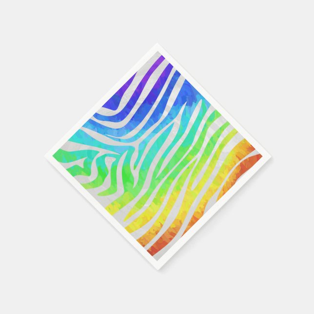 Serviettes Jetables Zebra Rainbow et White Print (Coin)