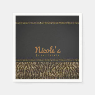 Serviettes Jetables Zèbre Paillettes Sequins Glam Chic Moderne Fête