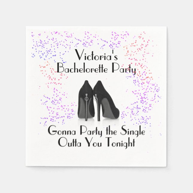 Serviettes Jetables Zipper Heels Bachelorette (Devant)
