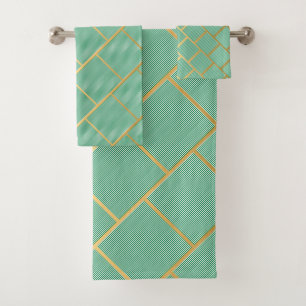 SERVIETTES LUXE GREEN STRIPE SALLE DE BAINS ABSTRA
